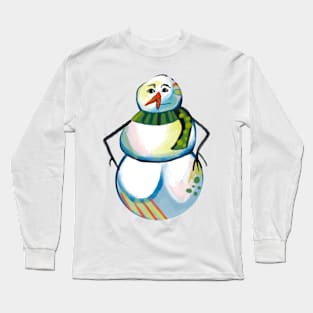 Cubist Style Snowman Long Sleeve T-Shirt